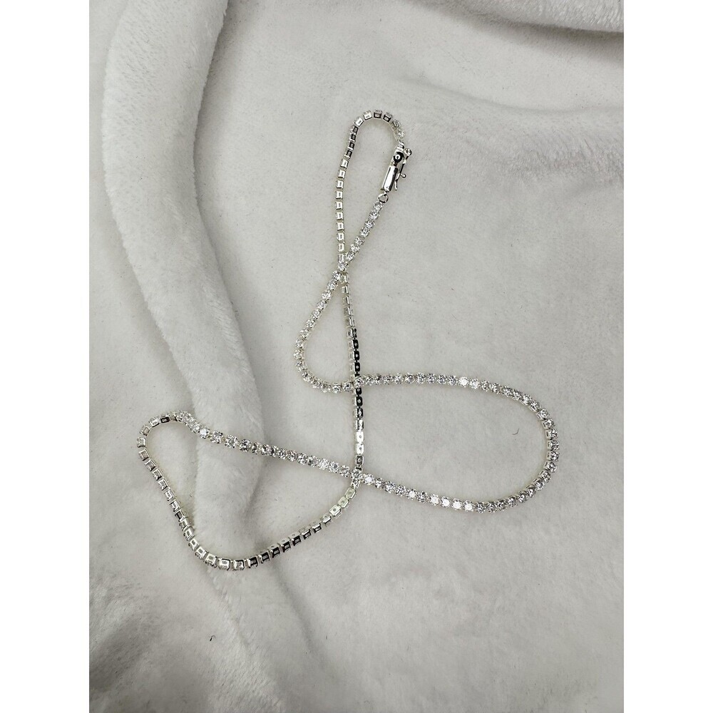 Luv AJ x Alyssa Lynch Tennis Necklace Silver Tone Crystal Chain with Pouch New
